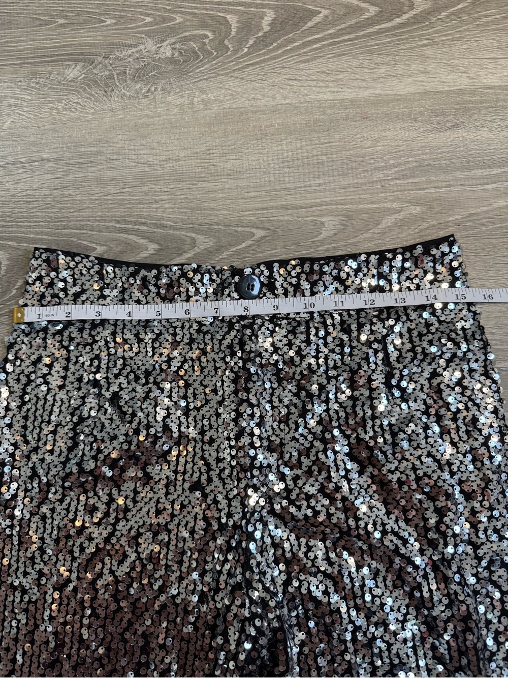 Maeve Anthropologie Sequin Wide-Leg Pants Silver - party Vegas nightclub - Picture 6 of 7